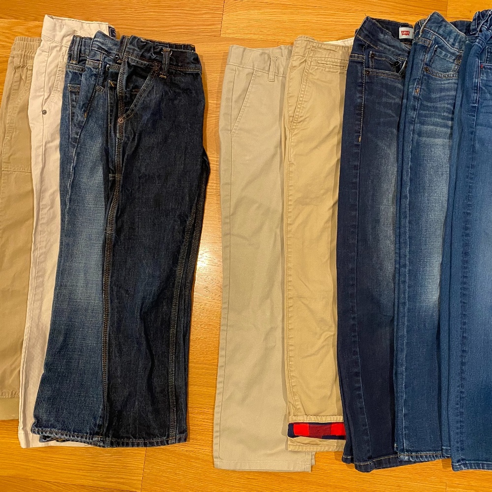 BOYS Lot 9 piece Pant Khaki Denim Jeans Sz 8 & 10
